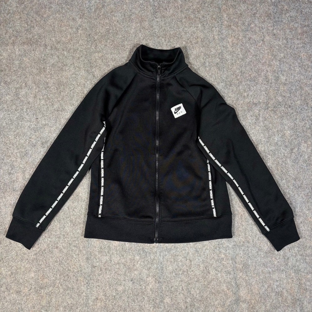 Jordan Track Jacket Boys Medium Black Jumpman Taped Sleeve Full Zip A291-023
